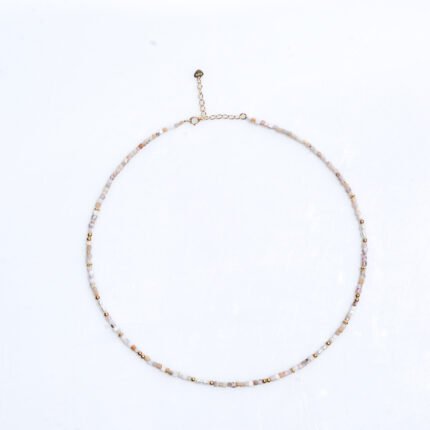 Pink Opal Natural Stone Beaded Necklace Natural Freshwater Pearls Collarbone Necklace