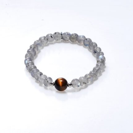 Natural Labradorite &  Yellow Tiger's eye Crystal Beaded Bracelet
