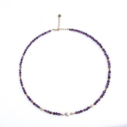 Natural Amethyst Beaded Necklace Natural Freshwater Pearl Necklace
