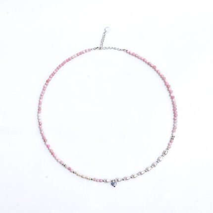 Pink Opal Natural Stone Beaded Necklace Natural Freshwater Pearls