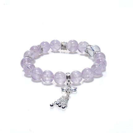 Natural Amethyst & White Quartz Beaded Bracelet