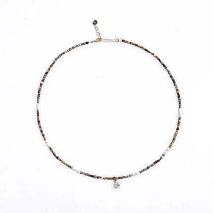 Turquoise Natural Stone Beaded Necklace Natural Freshwater Pearl Necklace